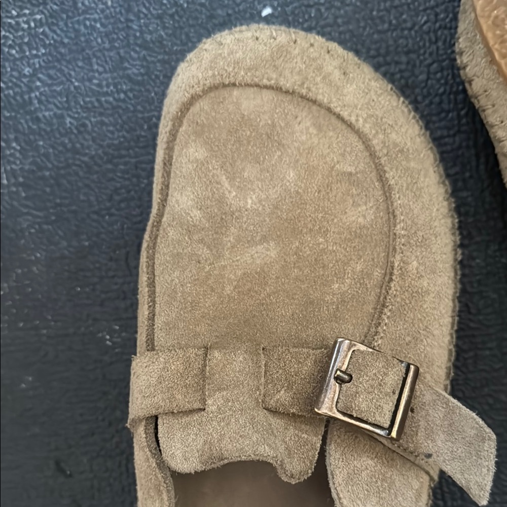 Tan Suede Slip-On Sandals Re/Done 70’s Moccasins Slides - Picture 3 of 4
